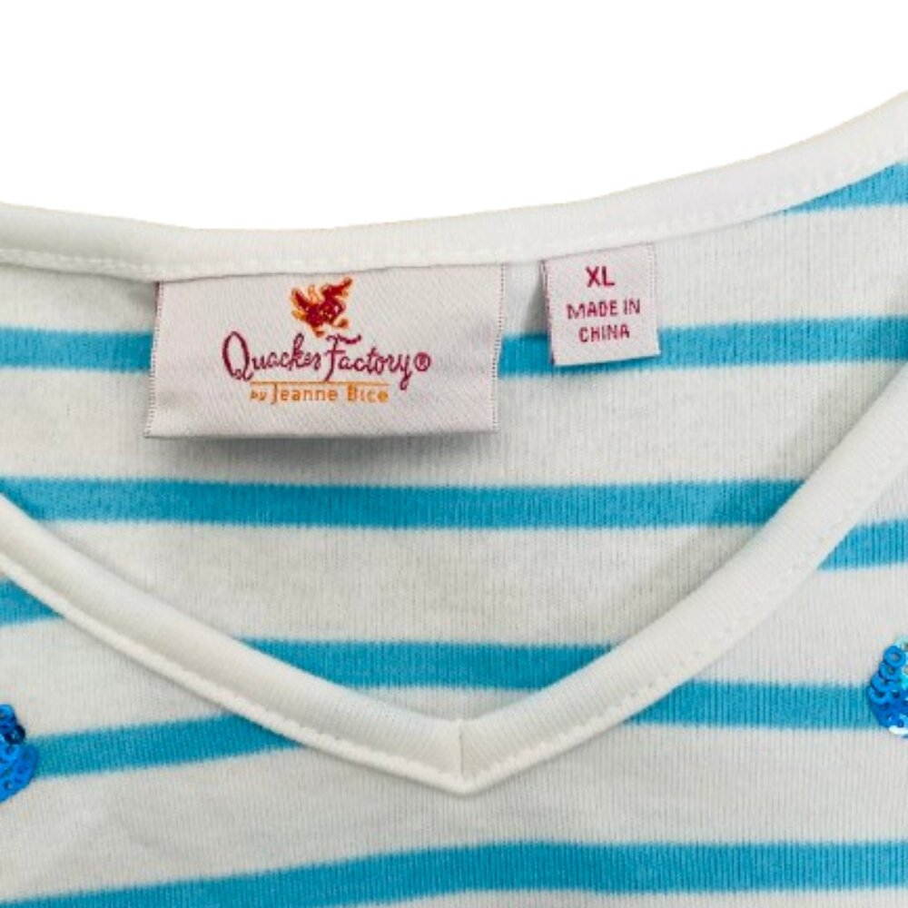 Quacker Factory Sequin Beach Umbrella Striped Top… - image 5